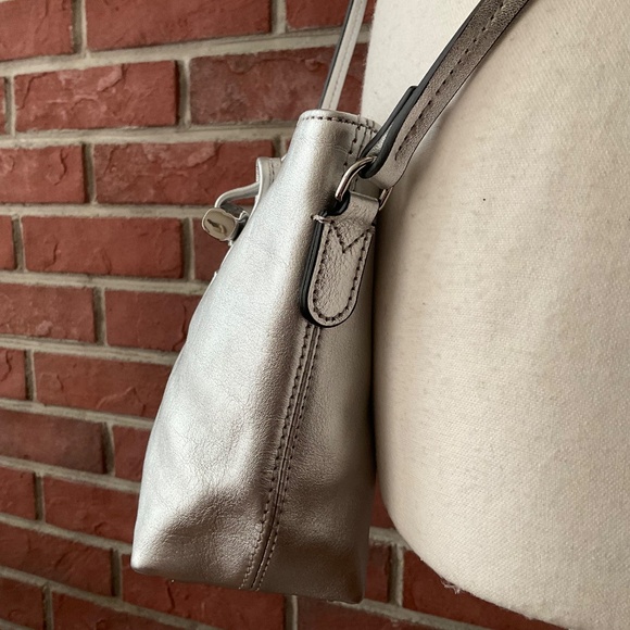 NEW Longchamp Roseau XS Crossbody Silver Leather Bucket Bag NWT - Picture 10 of 16